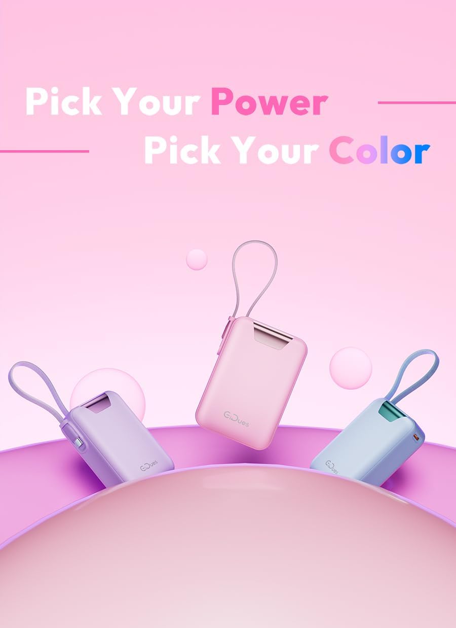 CARGADOR PORTÁTIL M2, BANCO DE ENERGÍA DE 20000 MAH, PD 35 W, CABLE INTEGRADO USB-C ULTRA RÁPIDO, COMPACTO Y BONITO, MINI - 6