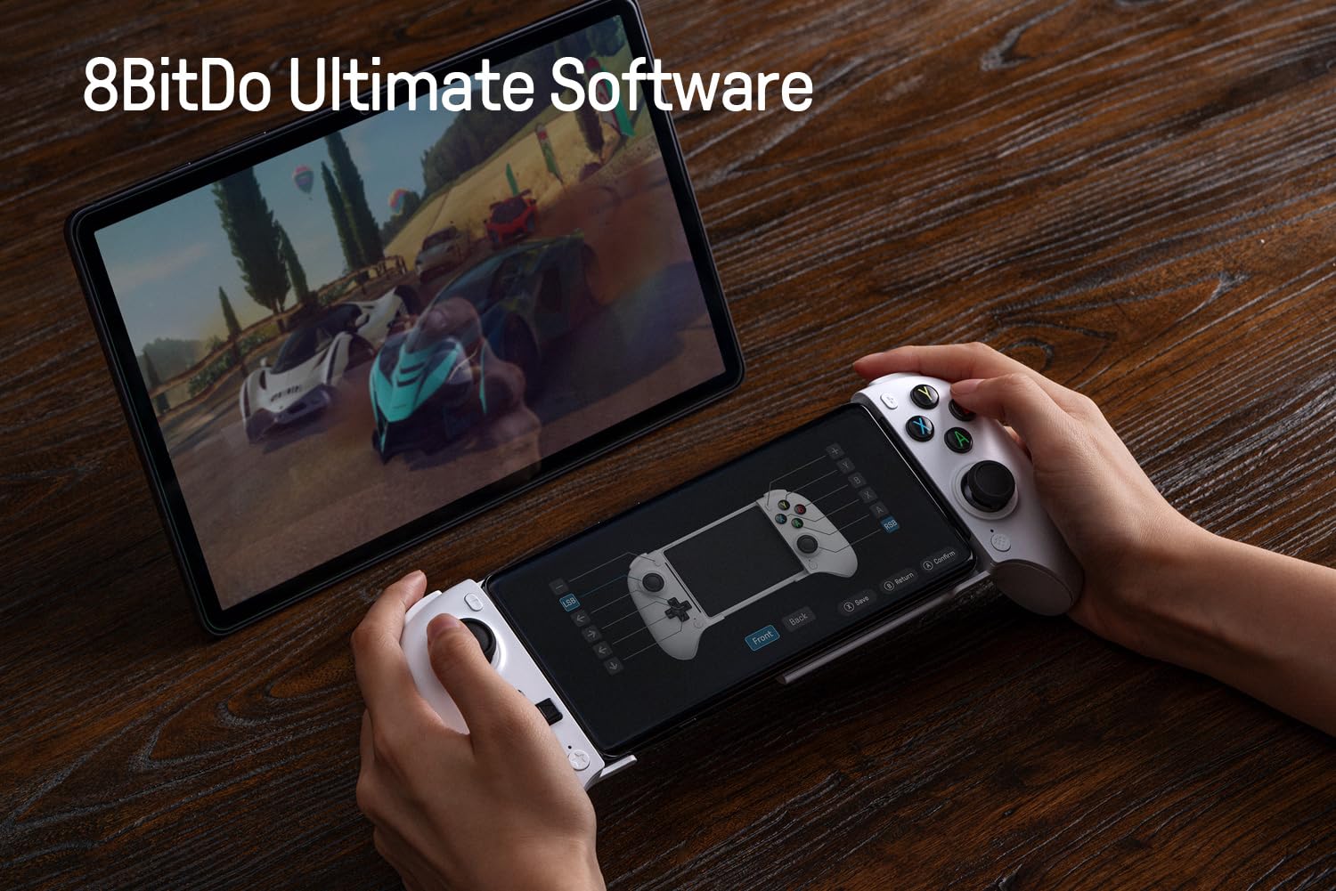 8BITDO ULTIMATE MOBILE GAMING BLUETOOTH CONTROLLER FOR ANDROID DEVICES WITH HALL EFFECT JOYSTICKS AND HALL TRIGGERS, BACK - 7