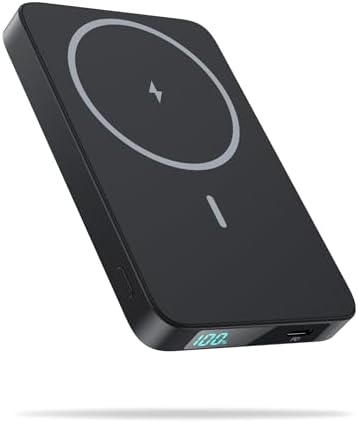 CARGADOR PORTÁTIL MAGNÉTICO, CARGADOR PORTÁTIL DELGADO, PANTALLA LCD DE 5500 MAH, CARGADOR PORTÁTIL INALÁMBRICO, PD USB-C - 7