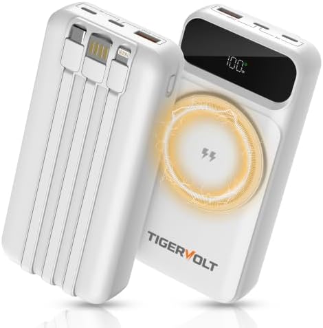 BANCO DE ENERGÍA MAGNÉTICO DE 20000 MAH, BATERÍA PORTÁTIL INALÁMBRICA CON 3 CABLES INTEGRADOS, CARGA RÁPIDA DE 22.5 W, - 7