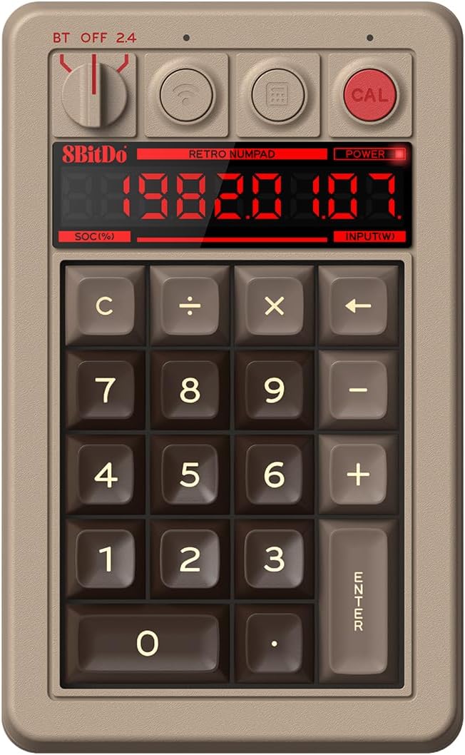 8BITDO RETRO 18 MECHANICAL NUMPAD, SUPPORTS CALCULATOR MODE, BLUETOOTH/2.4G/WIRED NUMPAD FOR WINDOWS AND ANDROID - C64 - 1