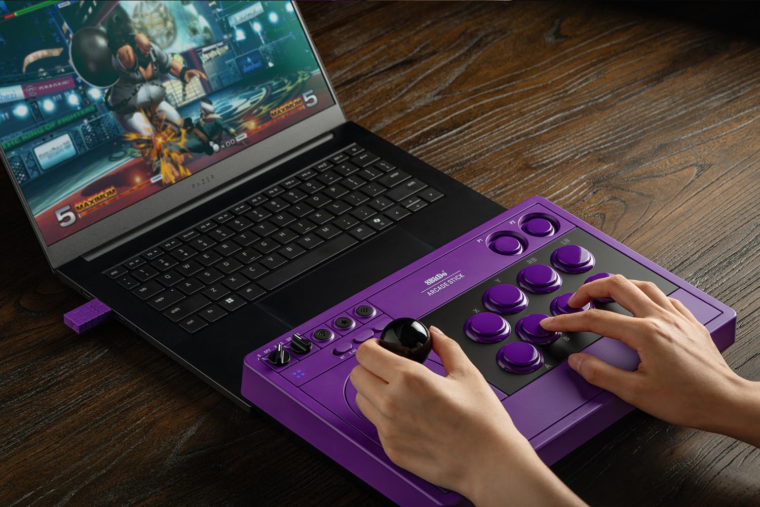 8BITDO ARCADE STICK FOR SWITCH/SWITCH 2 Y WINDOWS PC, WIRELESS BLUETOOTH, 2.4G ADAPTER Y WIRED USB-C ARCADE FIGHT STICK, - 7