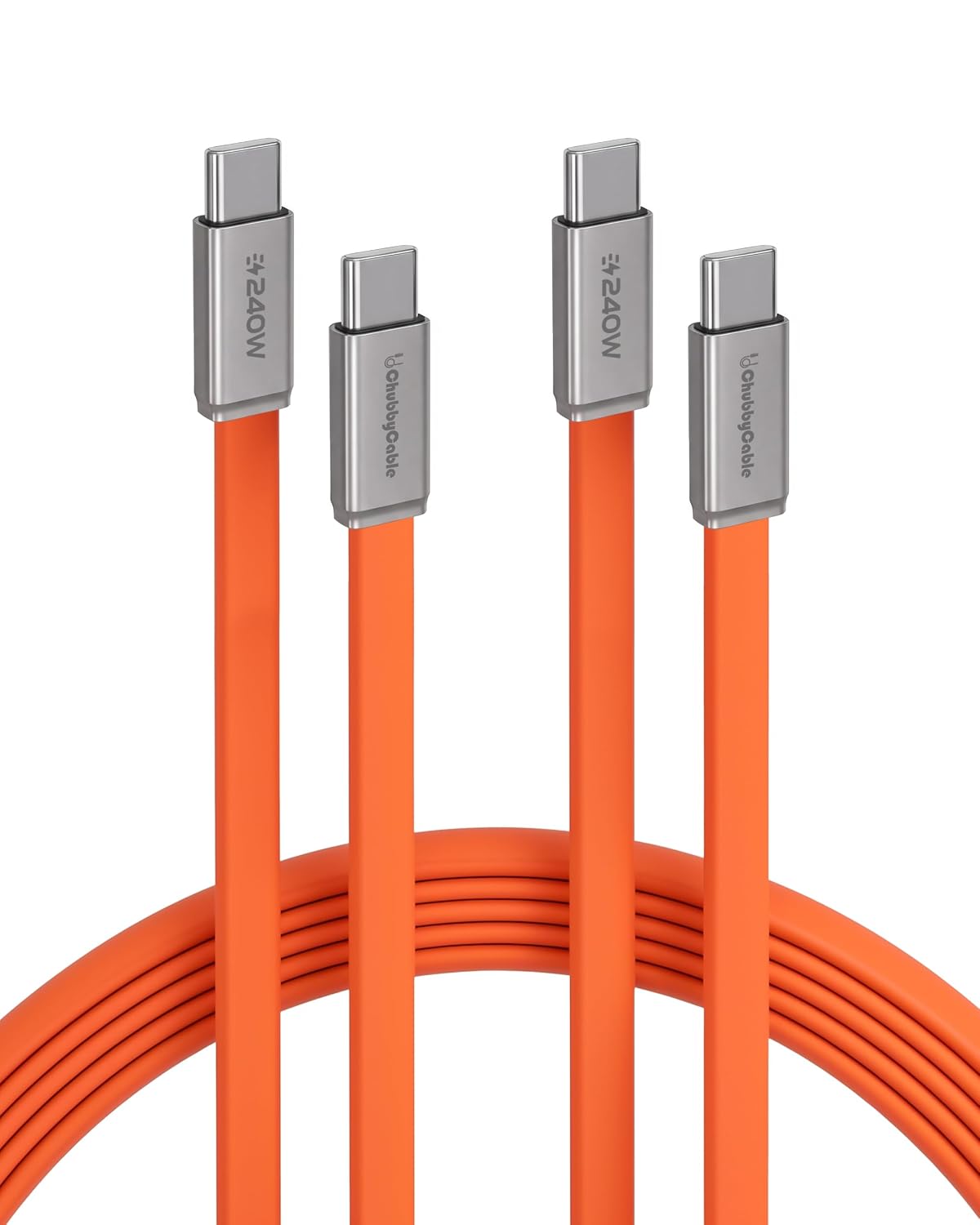 CHUBBYCABLE CABLE PLANO DE SILICONA USB C A USB C DE 240 W, PAQUETE DE 2 - 1