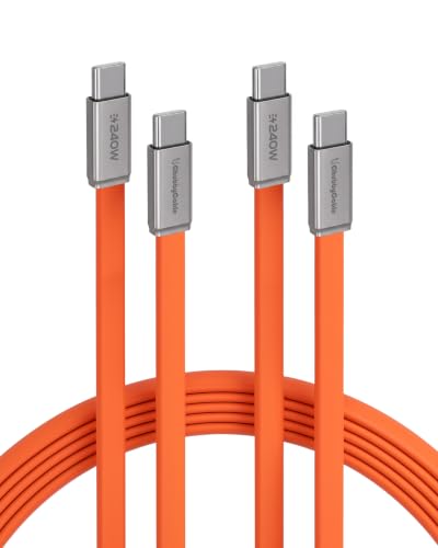 CHUBBYCABLE CABLE PLANO DE SILICONA USB C A USB C DE 240 W, PAQUETE DE 2 - 7