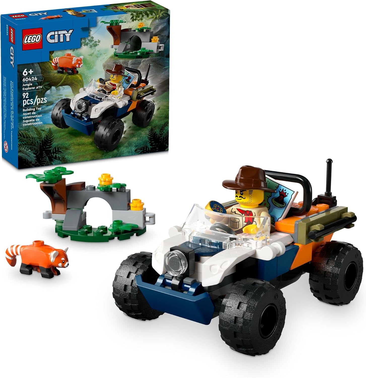 LEGO CITY JUNGLE EXPLORER ATV MISIÓN DEL PANDA ROJO COCHE DE JUGUETE, DIVERTIDO JUGUETE DE VERANO PARA NIÑOS DE 6 AÑOS - 1