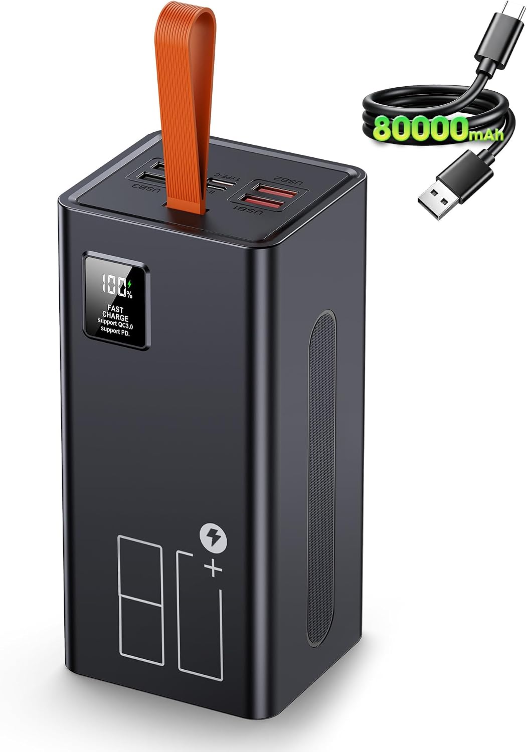 CARGADOR PORTÁTIL DE 80000 MAH, CARGADOR DE BATERÍA EXTERNA USB C DE 30 W PD QC 3.0 DE CARGA RÁPIDA, BATERÍA EXTERNA DE ALTA - 1