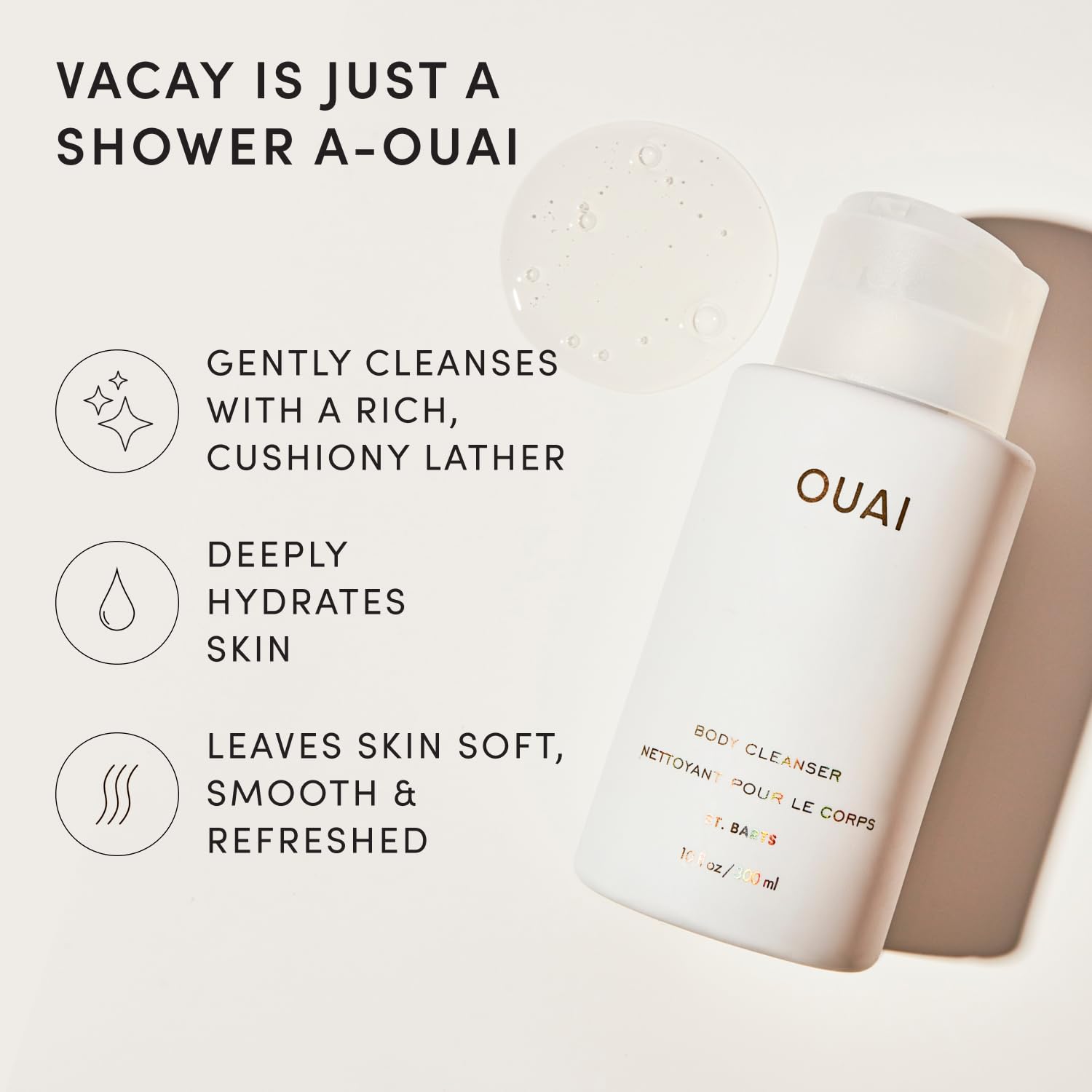 OUAI LIMPIADOR CORPORAL - GEL DE BAÑO ESPUMOSO - ST. BARTS 10 ONZAS LÍQUIDAS - 3