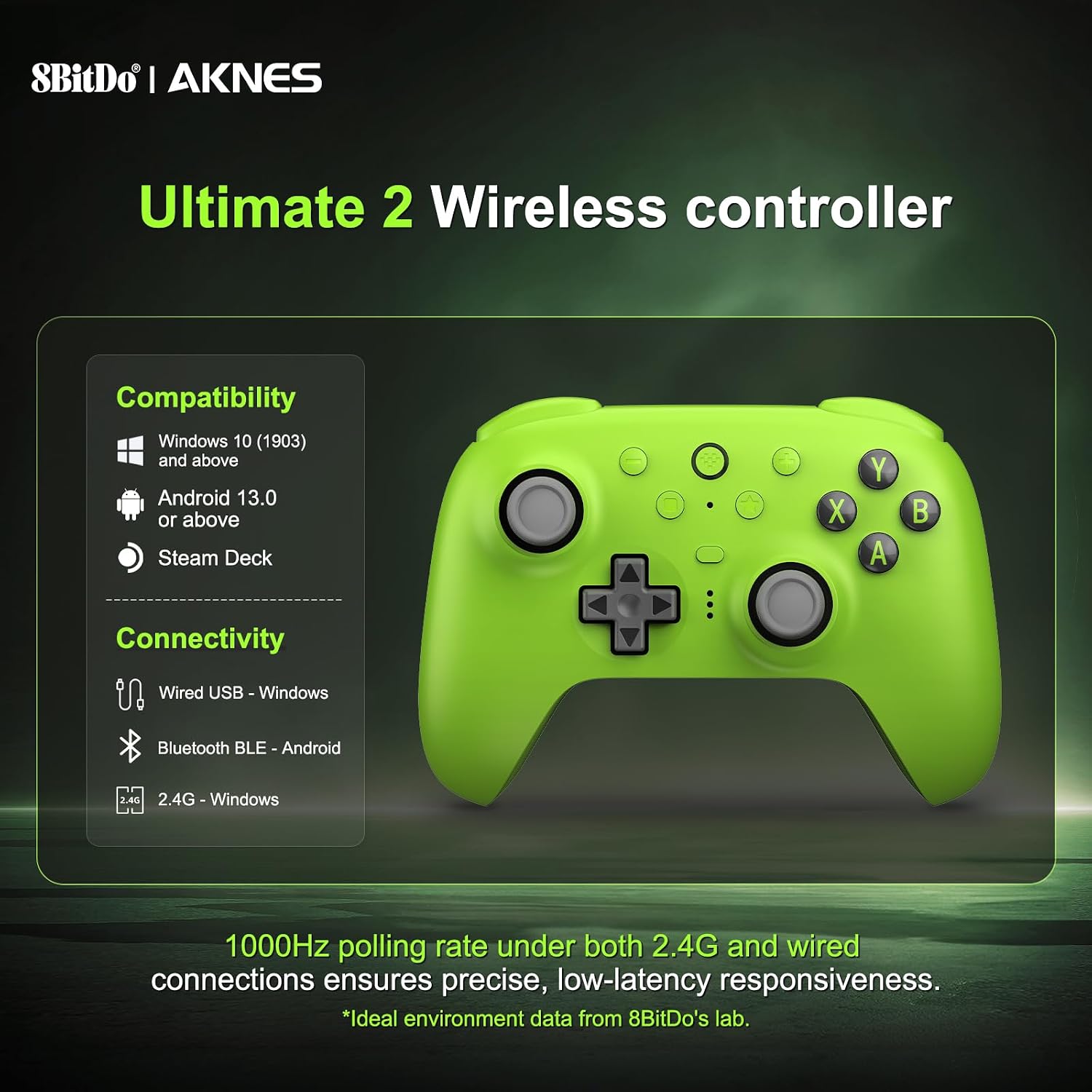 8BITDO ULTIMATE 2 WIRELESS 2.4G CONTROLLER FOR WINDOWSYANDROID, GREEN - 2