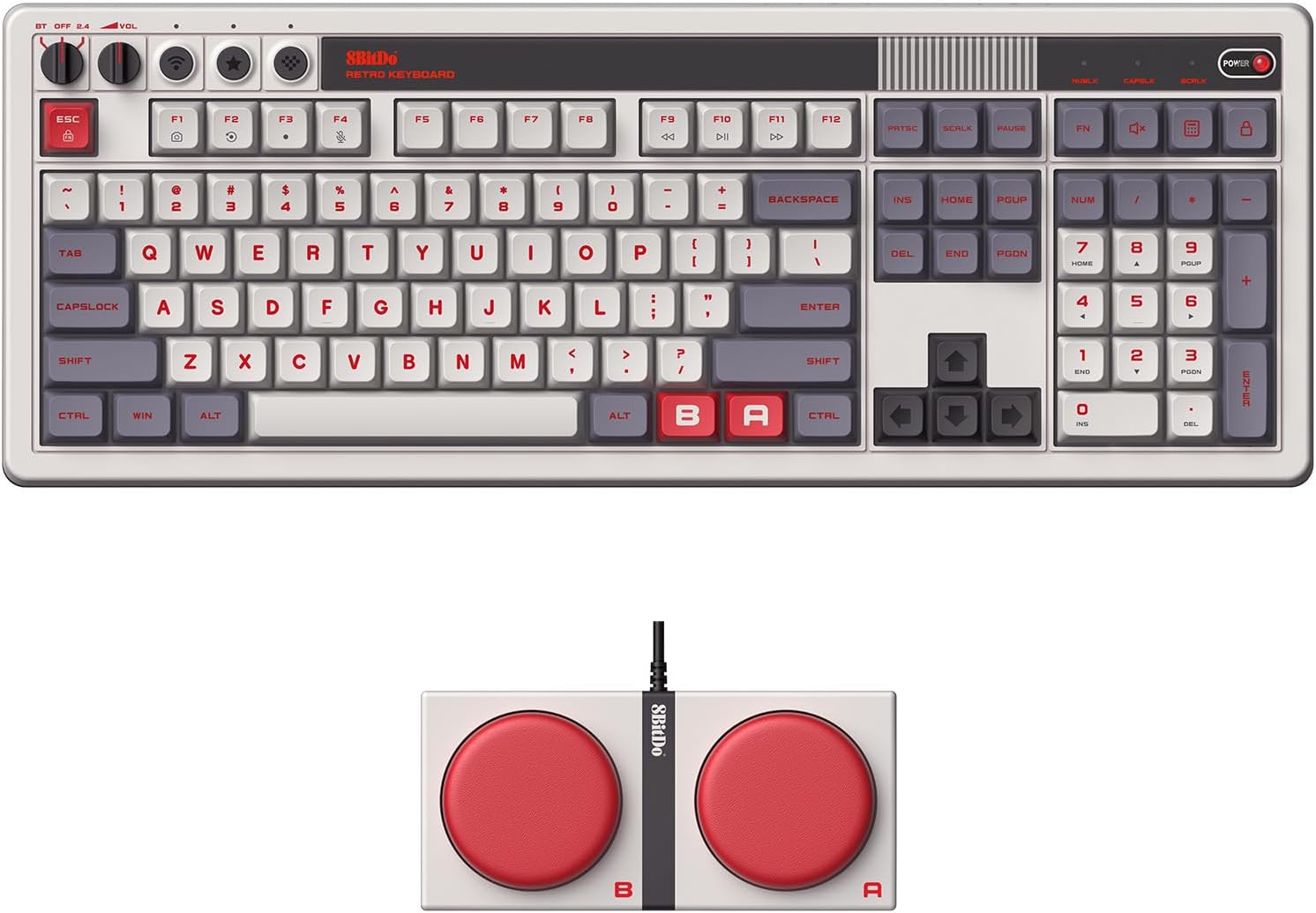 8BITDO TECLADO MECÁNICO RETRO 108 CON 108 TECLAS Y TECLADO NUMÉRICO INTEGRADO, BLUETOOTH/2.4G/USB-C TECLADO INALÁMBRICO - 1