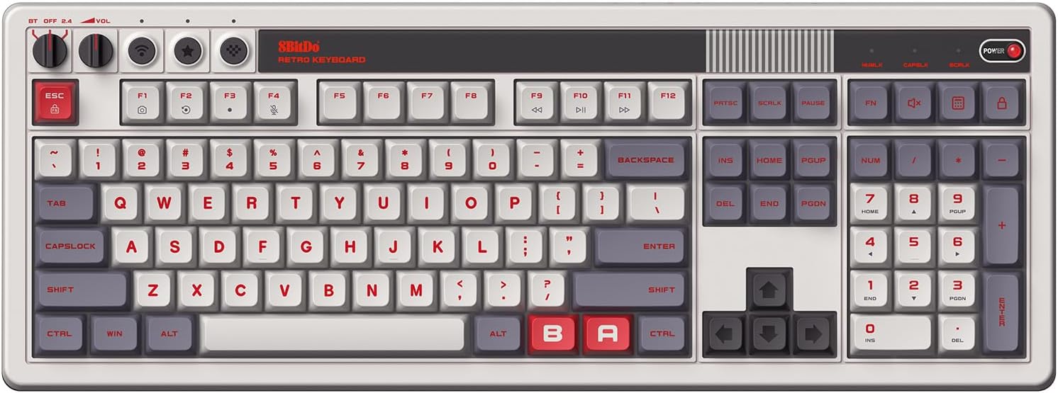 8BITDO TECLADO MECÁNICO RETRO 108 CON 108 TECLAS Y TECLADO NUMÉRICO INTEGRADO, BLUETOOTH/2.4G/USB-C TECLADO INALÁMBRICO - 2