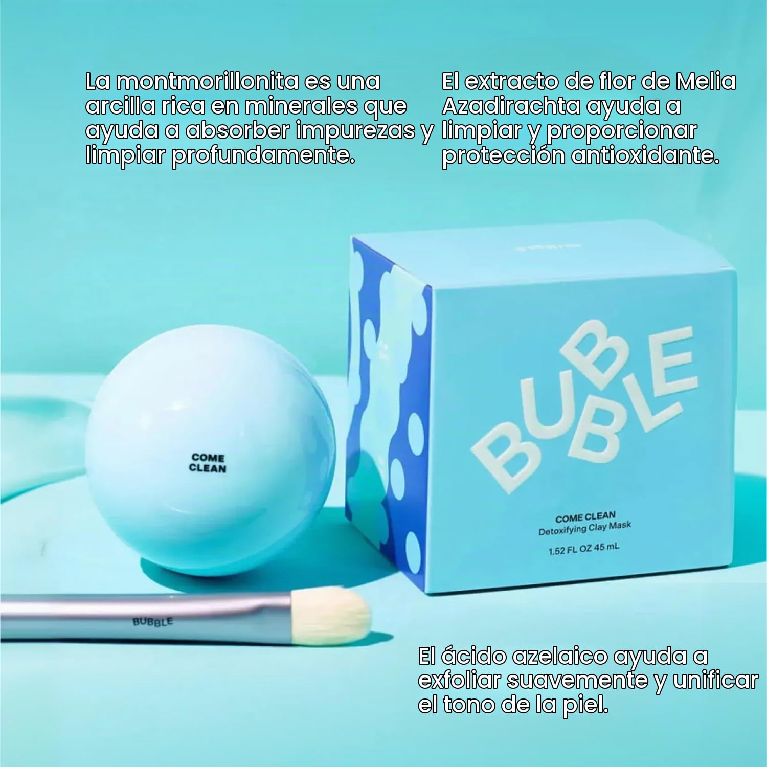 BUBBLE CUIDADO DE LA PIEL COME CLEAN - MASCARILLA DE ARCILLA DESINTOXICANTE, RICA EN MINERALES, CON ÁCIDO AZELAICO - 5