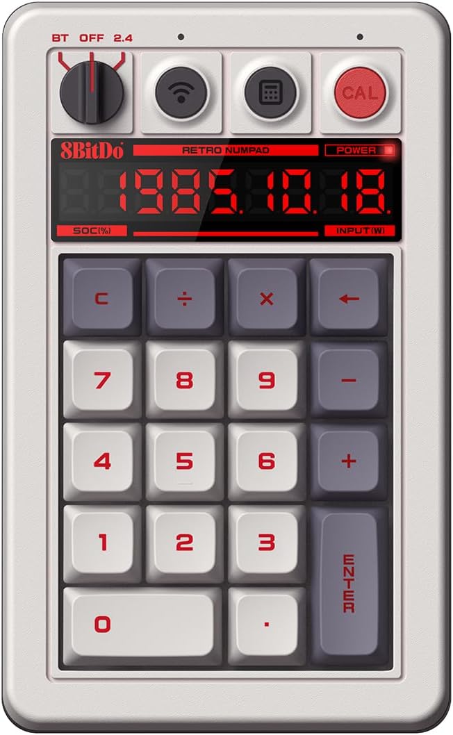 8BITDO TECLADO NUMÉRICO MECÁNICO RETRO DE 18 TECLAS, COMPATIBLE CON TECLADO NUMÉRICO DE PC Y MODO DE CALCULADORA ESTÁNDAR, - 1