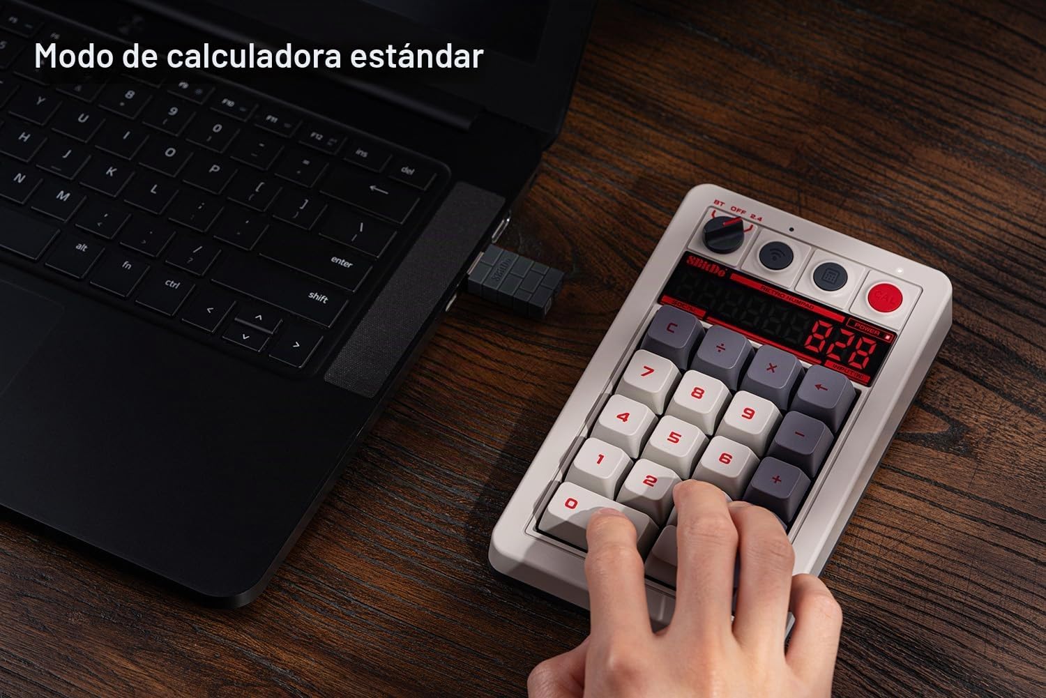 8BITDO TECLADO NUMÉRICO MECÁNICO RETRO DE 18 TECLAS, COMPATIBLE CON TECLADO NUMÉRICO DE PC Y MODO DE CALCULADORA ESTÁNDAR, - 4
