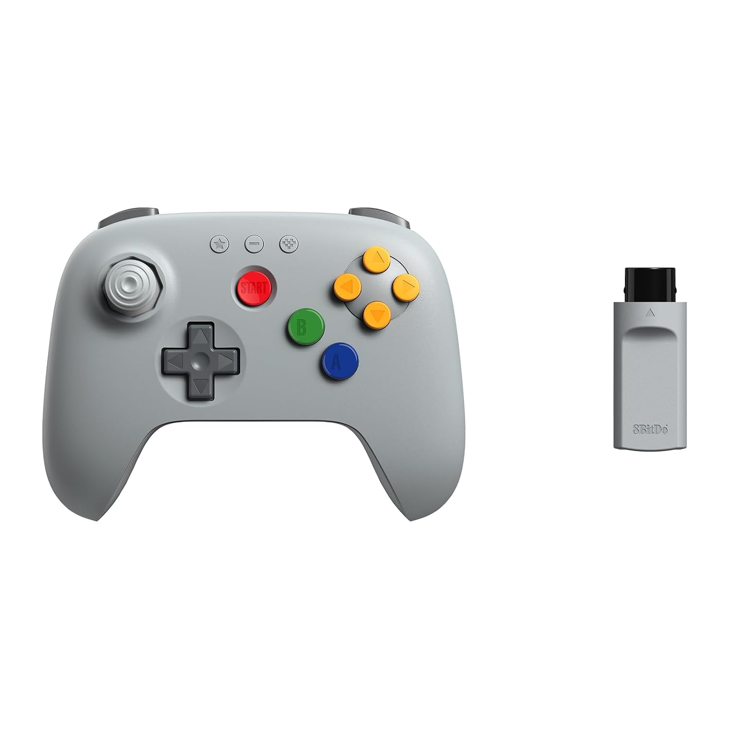 8BITDO 64 2.4G WIRELESS CONTROLLER FOR N64 CONSOLE, ANALOGUE 3D, AND WINDOWS GREY - 1