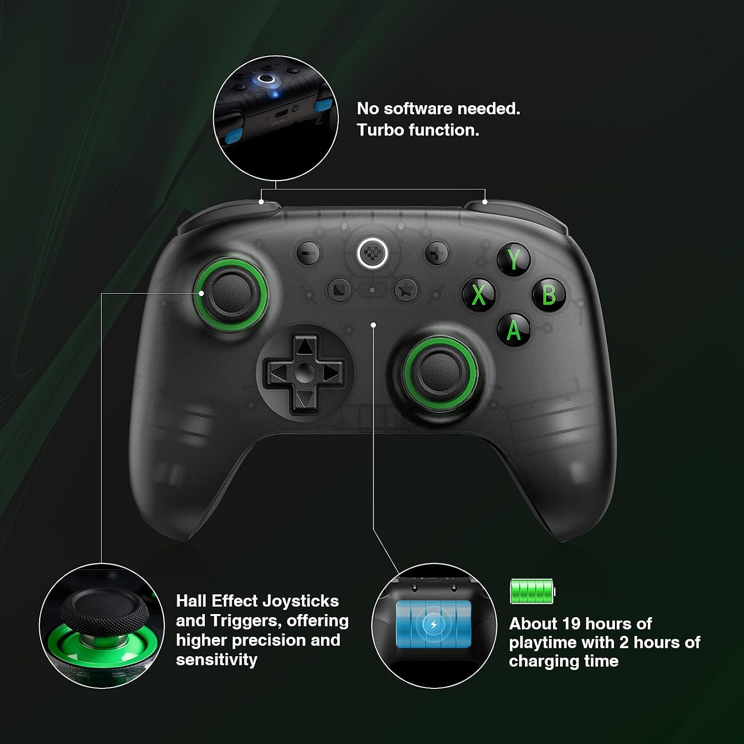 8BITDO ULTIMATE 2C WIRELESS CONTROLLER FOR WINDOWS PC AND ANDROID, WITH 1000HZ POLLING RATE, HALL EFFECT JOYSTICKS AND HALL - 2