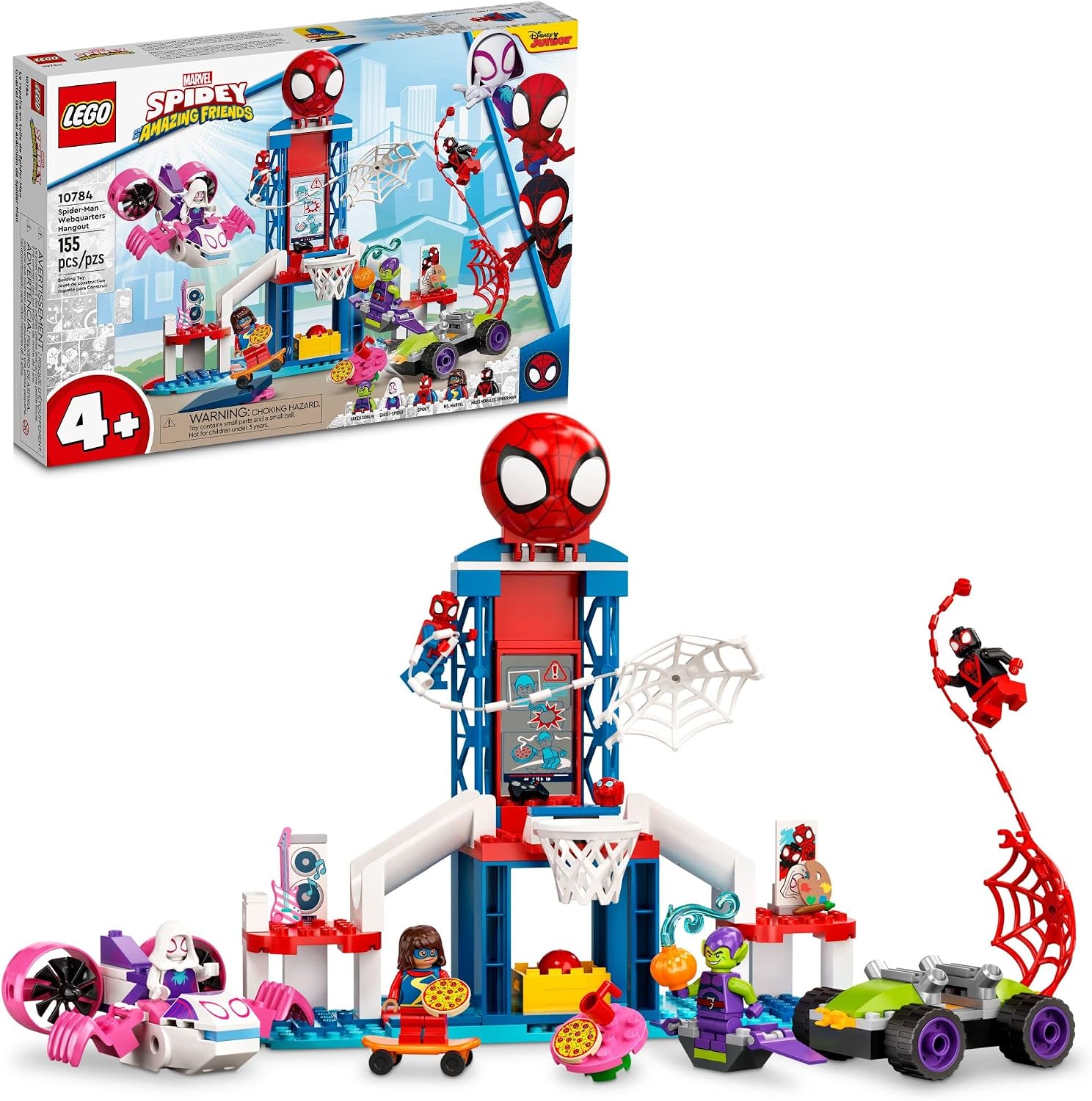 SET DE CONSTRUCCIÓN LEGO MARVEL SPIDER-MAN WEBQUARTERS HANGOUT 10784 - SERIE SPIDEY Y SUS INCREÍBLES AMIGOS, MINIFIGURAS - 1