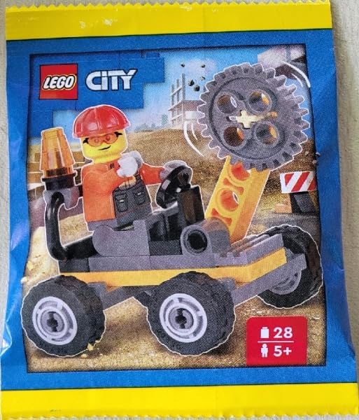 LEGO CIUDAD: MINIFIGURA DEL TRABAJADOR DE LA CONSTRUCCIÓN CON VEHÍCULO BUZZSAW - 5