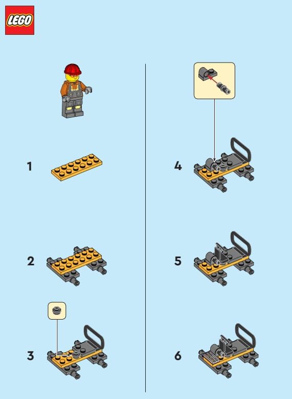 LEGO CIUDAD: MINIFIGURA DEL TRABAJADOR DE LA CONSTRUCCIÓN CON VEHÍCULO BUZZSAW - 7