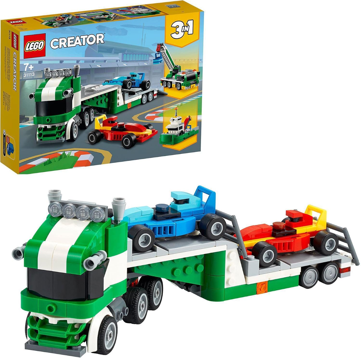 LEGO 31113 CREATOR 3 EN 1 - TRANSPORTADOR DE AUTOS DE CARRERAS CON REMOLQUE, GRÚA Y REMOLQUE, IDEA DE REGALO PARA NIÑOS - 1