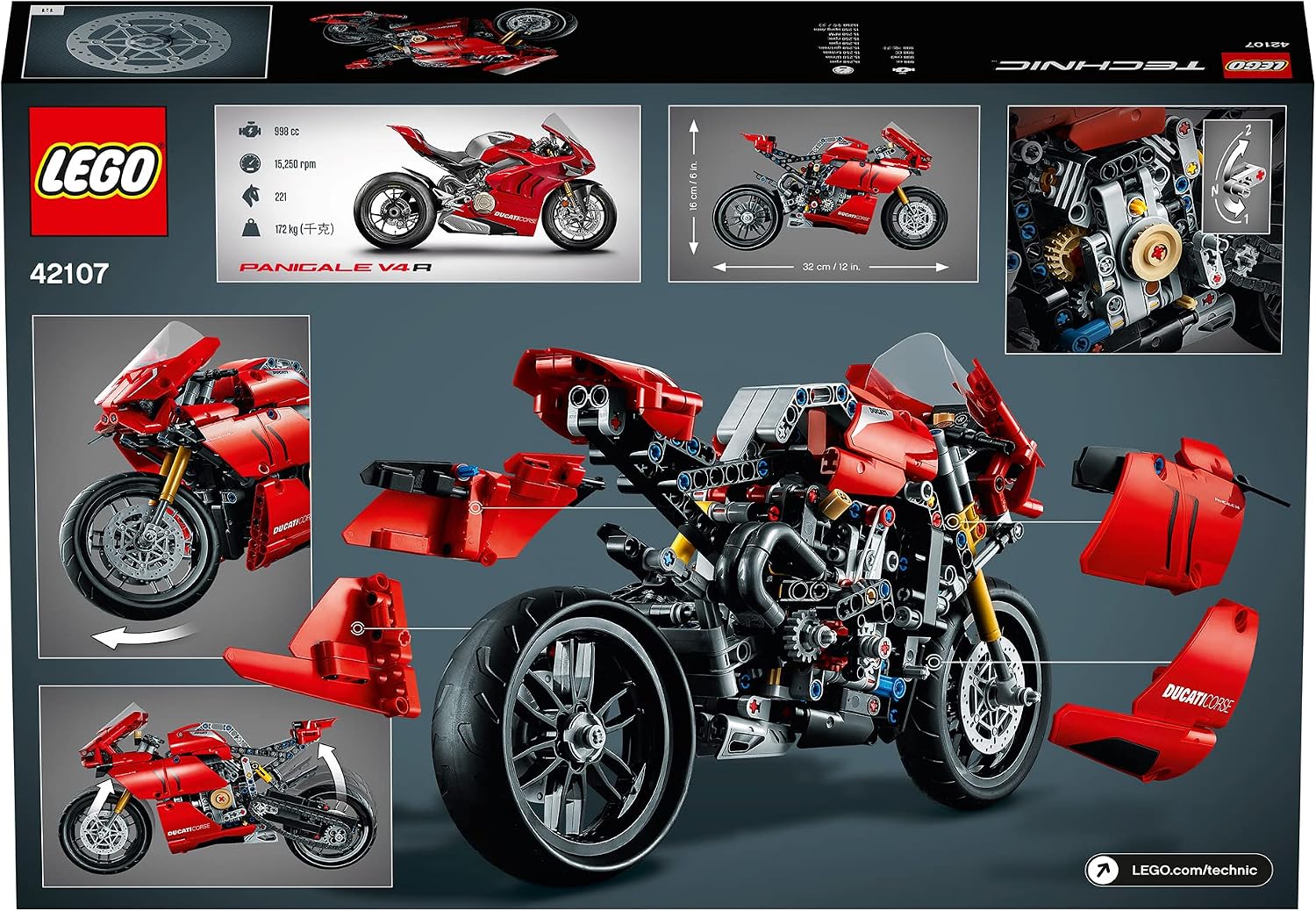 LEGO 42107 TECHNIC DUCATI PANIGALE V4 R - KIT DE CONSTRUCCIÓN DE MODELOS COLECCIONABLES CON CAJA DE CAMBIOS Y SUSPENSIÓN - 7