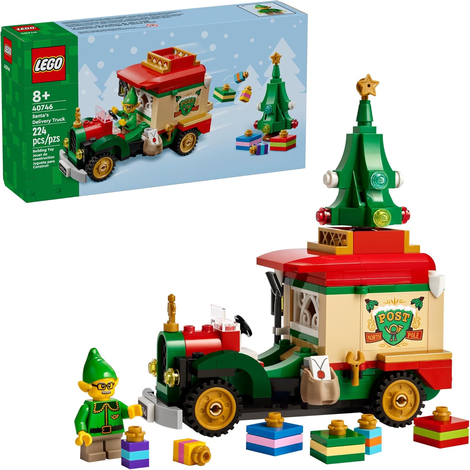 LEGO JUGUETE DE CONSTRUCCIÓN DE CAMIÓN DE ENTREGA DE PAPÁ NOEL PARA NIÑOS, JUEGO DE CONSTRUCCIÓN PARA JUGAR O DECORACIÓN - 1