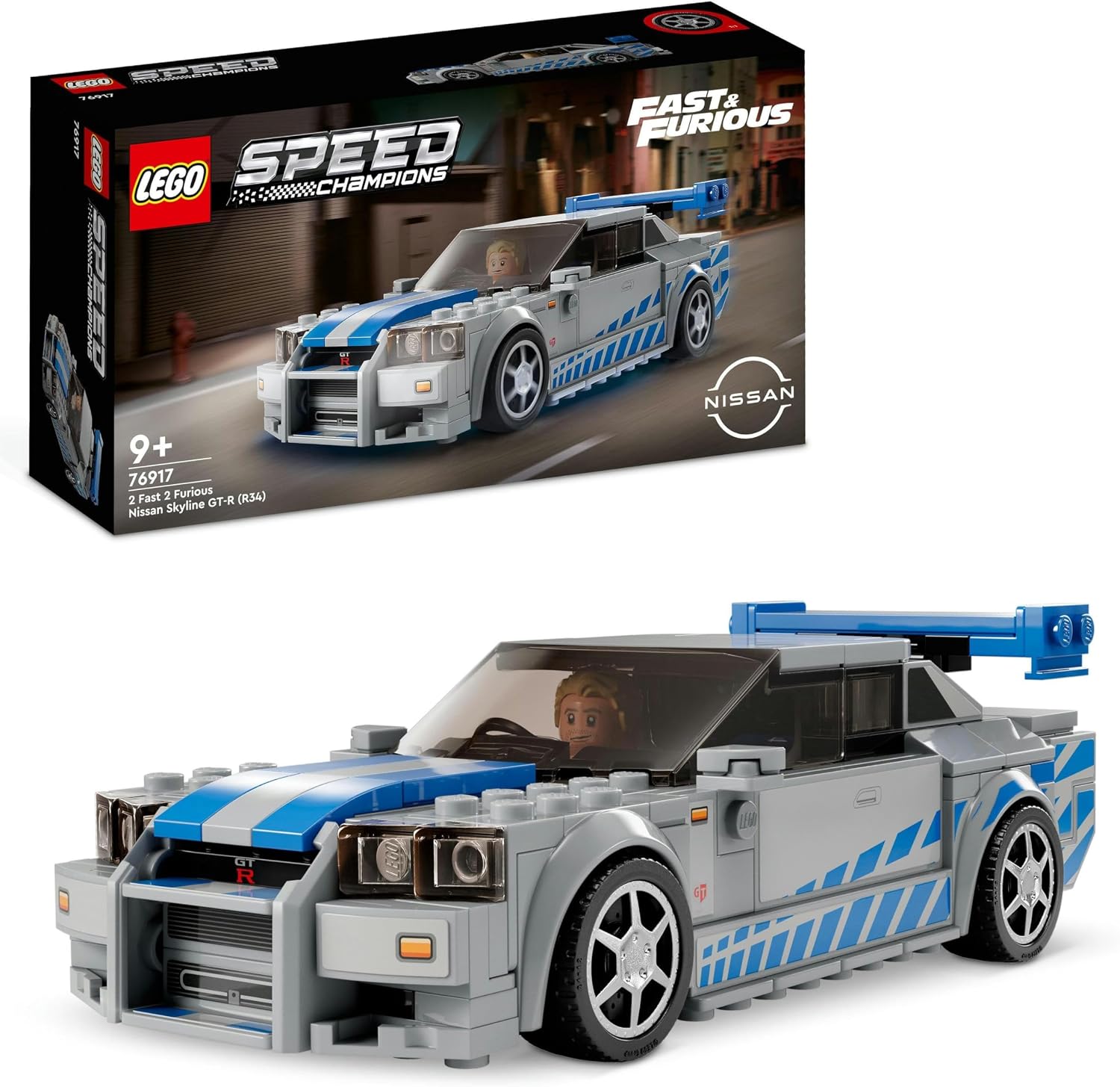 LEGO SPEED CHAMPIONS 2 FAST 2 FURIOUS NISSAN SKYLINE GT-R R34 SET, KIT DE CONSTRUCCIÓN DE MODELO DE JUGUETE DE COCHE - 1