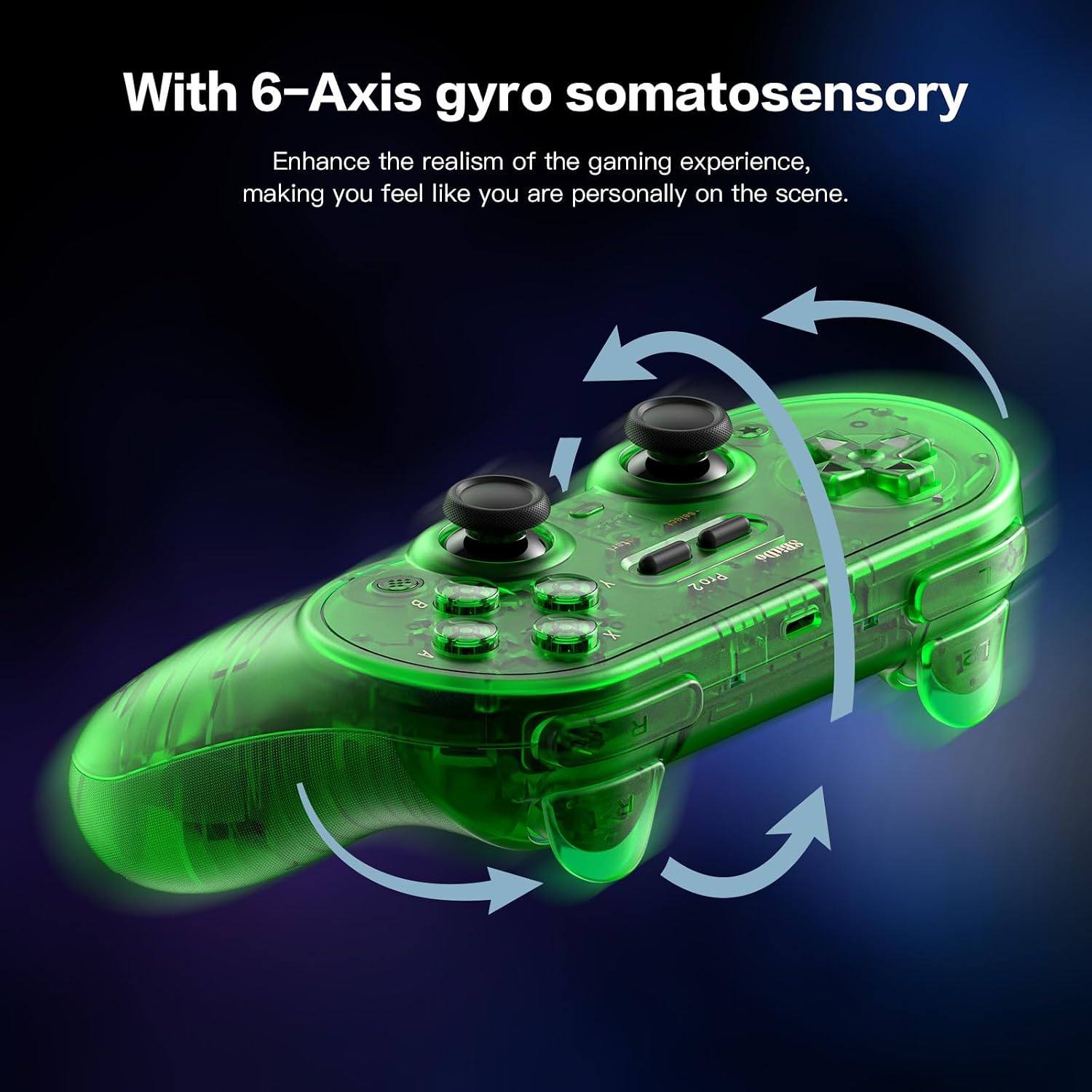 8BITDO PRO 2 CONTROLADOR INALÁMBRICO BLUETOOTH ACTUALIZACIÓN DE JOYSTICK DE EFECTO HALL - PARA SWITCH/SWITCH 2 PC WINDOWS - 3