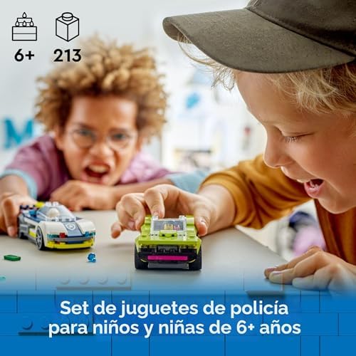 LEGO COCHE DE POLICÍA DE LA CIUDAD Y PERSECUCIÓN DE AUTOS MUSCULARES, JUGUETE DE VEHÍCULO DE EMERGENCIA PARA NIÑOS Y NIÑAS, - 7