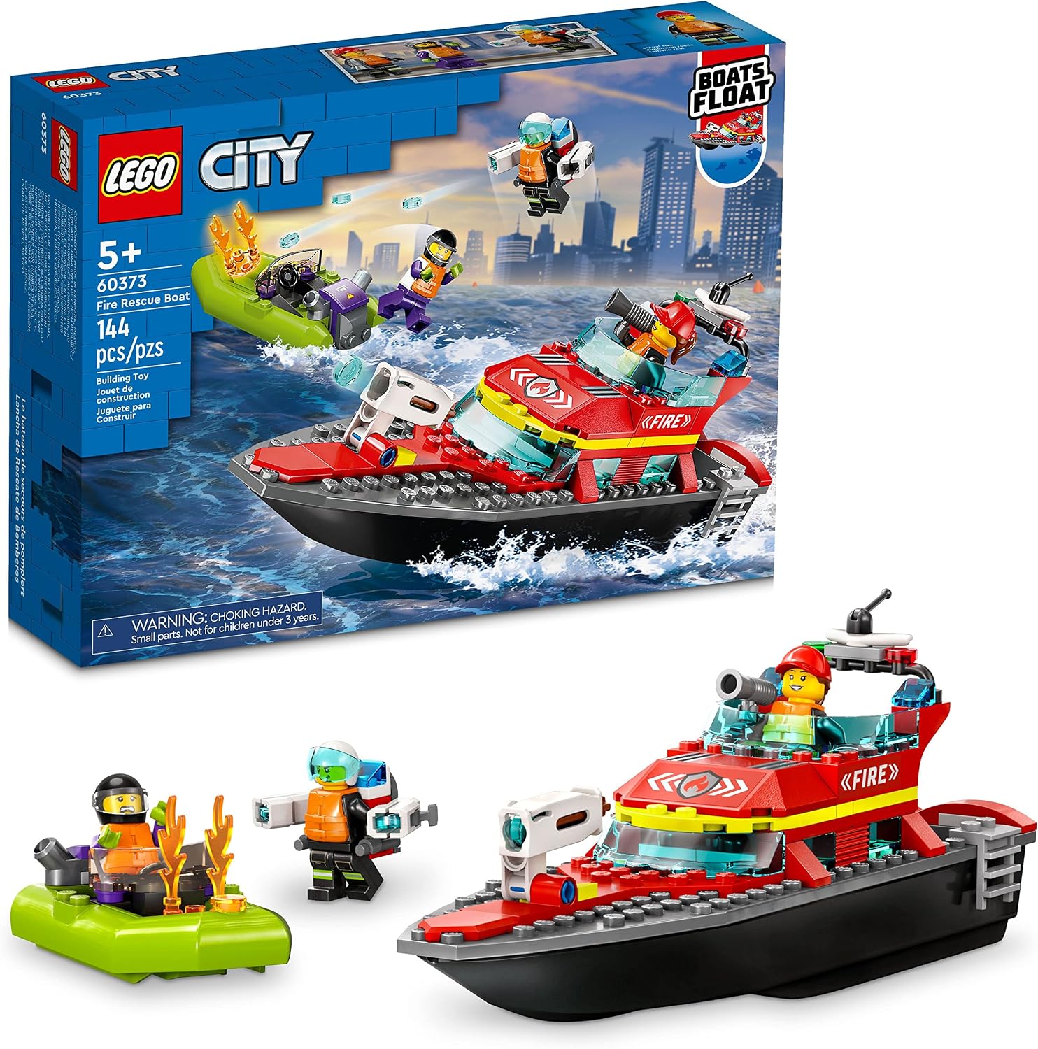 LEGO CITY SET DE CONSTRUCCIÓN DE BOTE DE RESCATE DE BOMBEROS - BOTE FLOTABLE PARA NIÑOS Y NIÑAS, EDADES 5 - JUGUETE DE JUEGO - 1
