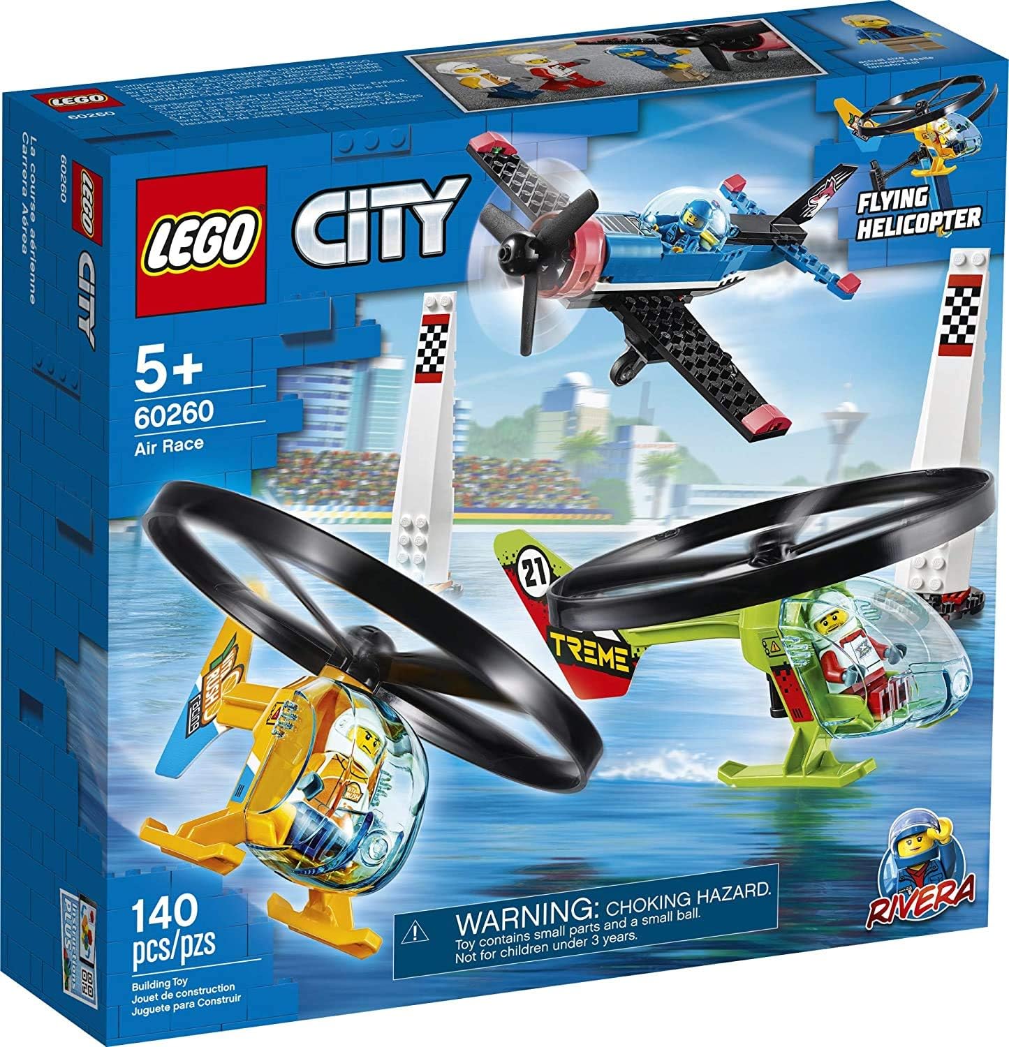 LEGO CITY AIR RACE 60260 - HELICÓPTERO VOLADOR DE JUGUETE, INCLUYE 2 HELICÓPTEROS RIPCORD, JUGUETE DE AVIÓN DE ACROBACIAS, 2 - 1