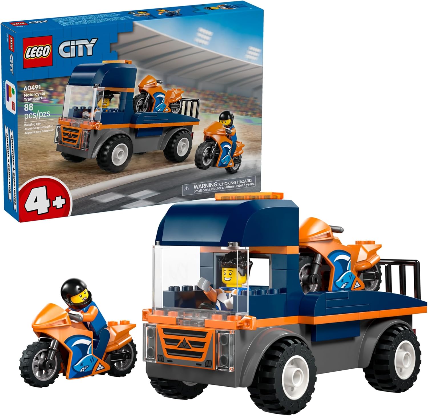 LEGO CITY MOTORCYCLE TRANSPORTER - JUGUETE DE CONSTRUCCIÓN PARA NIÑOS Y NIÑAS, JUEGO DE SIMULACIÓN PARA NIÑOS EN EDAD - 1