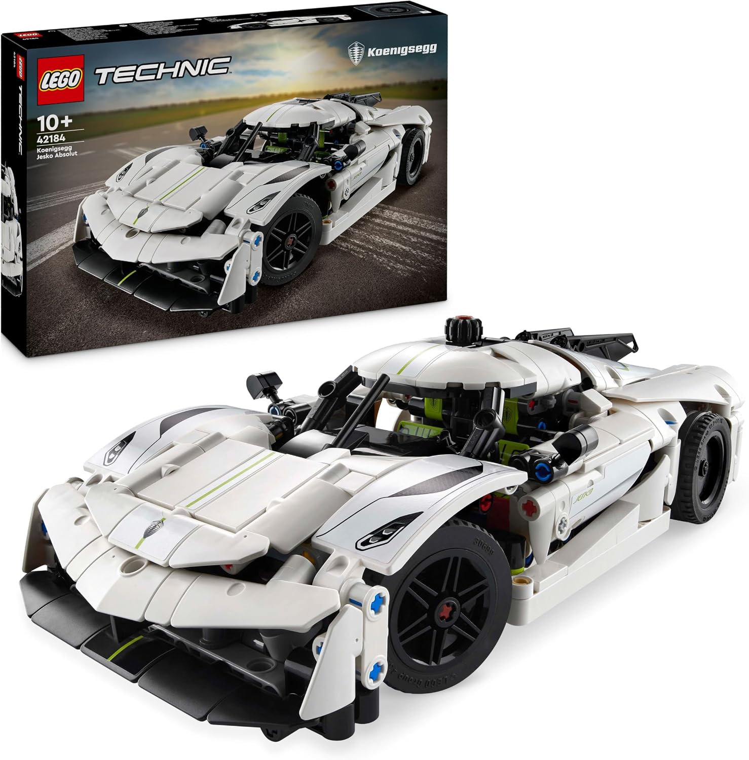 LEGO TECHNIC KOENIGSEGG JESKO ABSOLUT WHITE HYPERCAR 42184 801 PIEZAS, MOTOR V8 DE TRABAJO, DIFERENCIAL Y PUERTAS DIEDRALES - 1