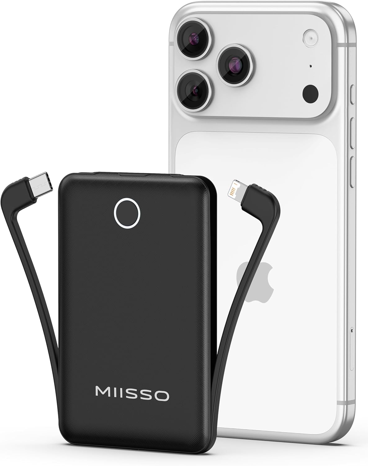 MIISSO CARGADOR PORTÁTIL MINI DE 10000MAH CON CABLE INCORPORADO, BANCO DE ENERGÍA DE TAMAÑO DE BOLSILLO PARA VIAJE, PAQUETE - 1
