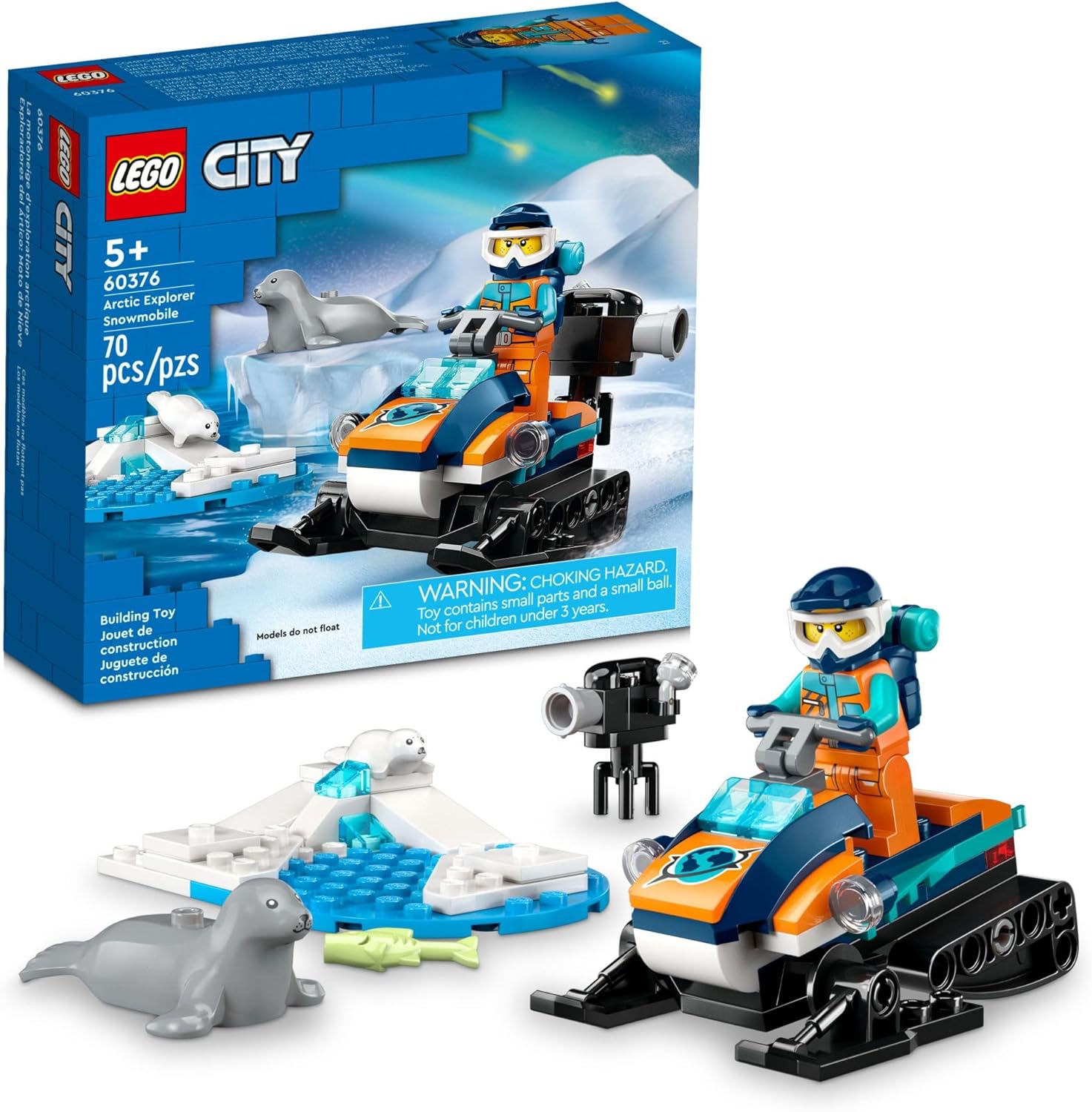LEGO CITY EXPLORADOR DEL ÁRTICO MOTO DE NIEVE 60376 SET DE JUGUETE DE CONSTRUCCIÓN, SET DE JUEGO DE MOTO DE NIEVE - 1