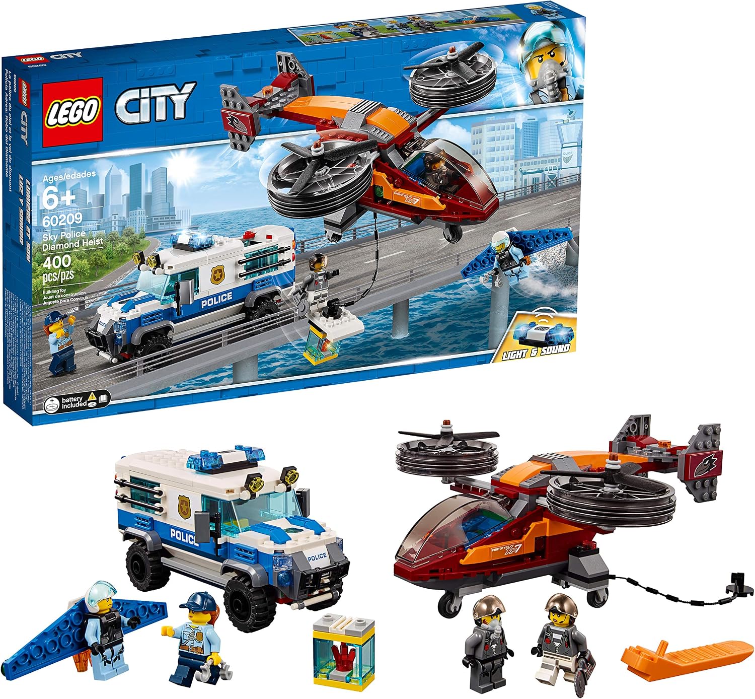 LEGO CITY SKY POLICE DIAMOND HEIST 60209 KIT DE CONSTRUCCIÓN 400 PIEZAS - 1