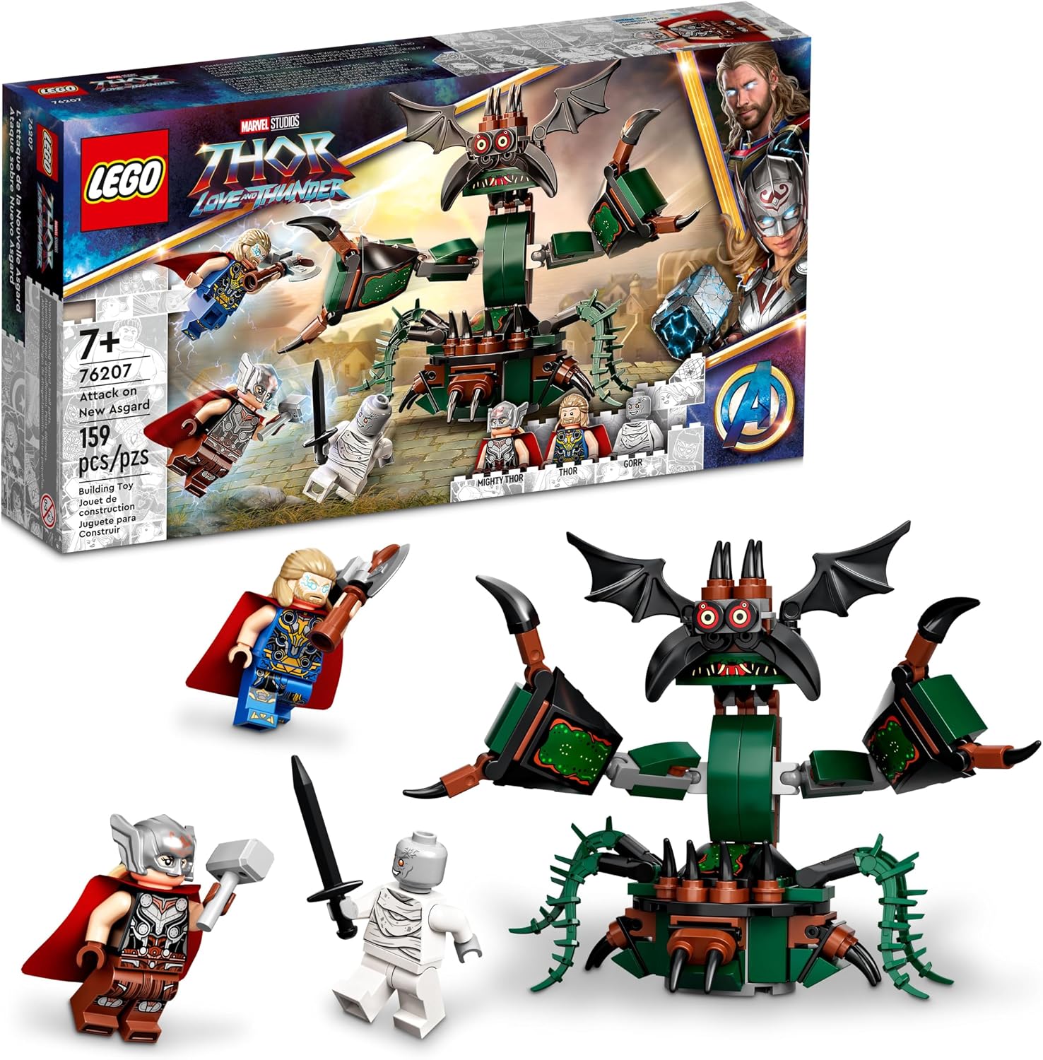 LEGO MARVEL ATTACK ON NEW ASGARD, THOR 76207 - JUGUETE PARA CONSTRUIR CON MARTILLO, STORMBREAKER Y MONSTRUO, SET DE PELÍCULA - 1