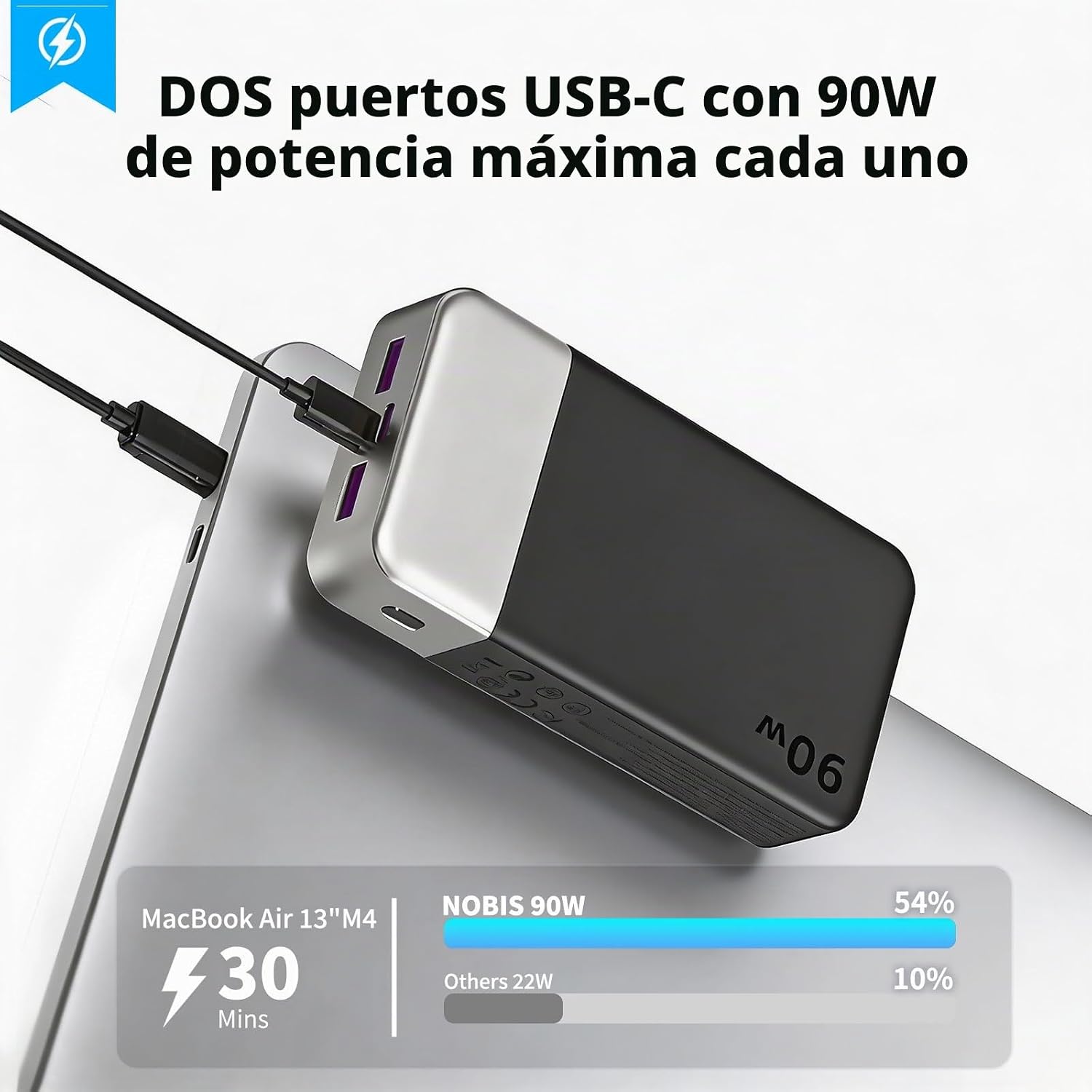 NOBIS CARGADOR PORTÁTIL PARA PORTÁTIL POWER BANK 90W 20,000MAH - 2