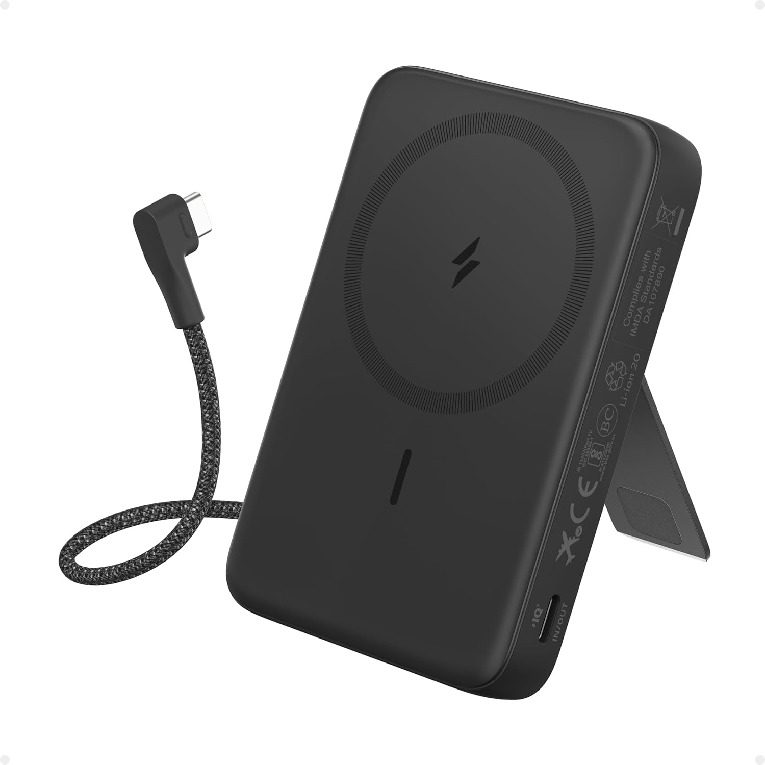 ANKER ZOLO BANCO DE ENERGÍA MAGNÉTICO, CARGADOR PORTÁTIL INALÁMBRICO DE 10,000MAH CON CARGA RÁPIDA MÁXIMA DE 30W, PAQUETE - 1