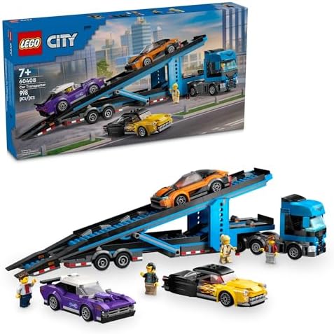 LEGO CITY CAMIÓN TRANSPORTADOR DE AUTOS CON AUTOS DEPORTIVOS JUEGO DE CONSTRUCCIÓN - JUGUETE DE CAMIÓN SEMI - 7