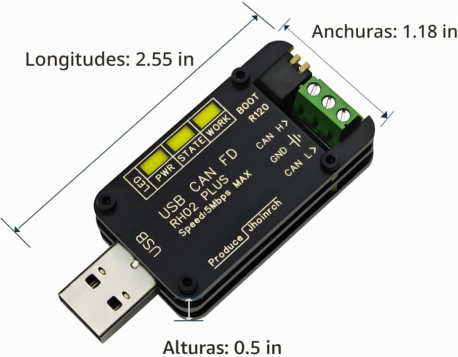 ADAPTADOR DE CONVERTIDOR USB A CAN FD BASADO EN CANABLE 2.0 SOPORTA 5 MBPS - 7