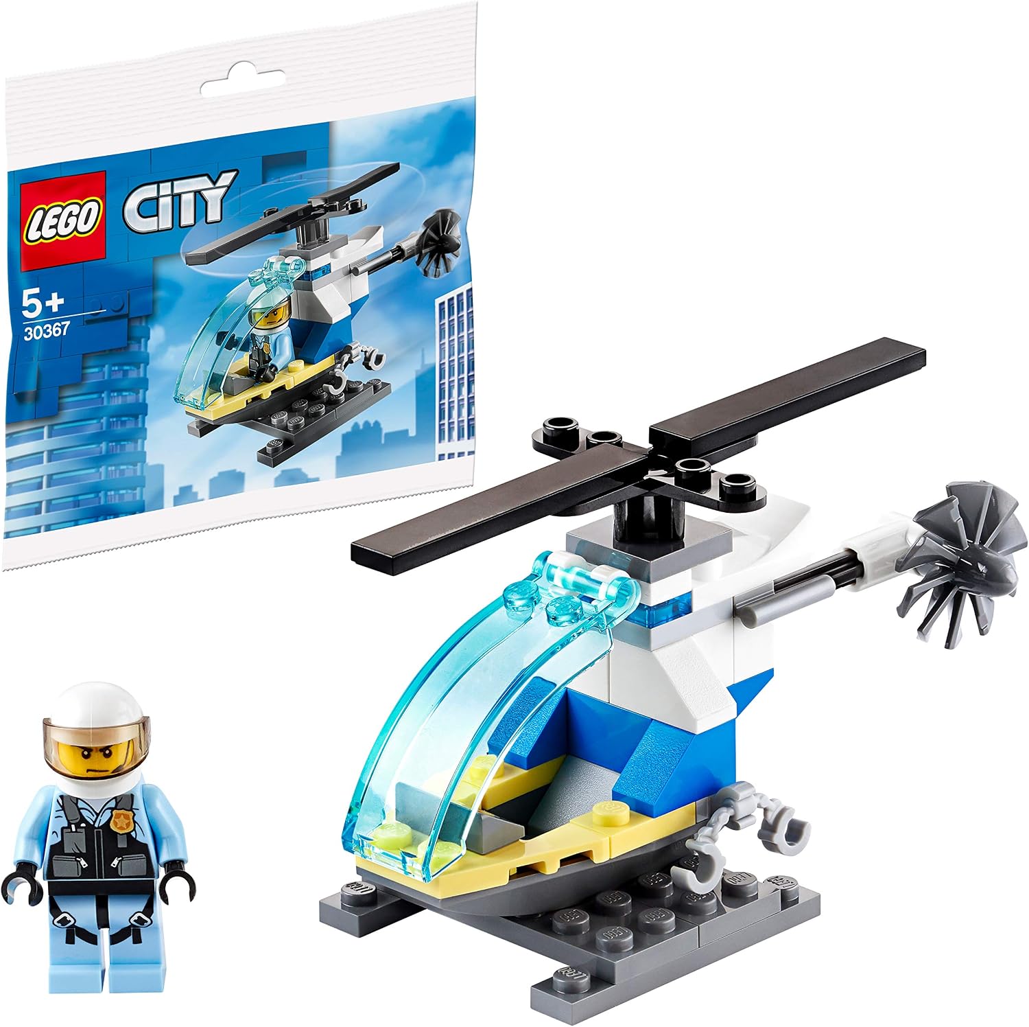 LEGO CITY MINIFIGURE POLYBAG - HELICÓPTERO DE POLICÍA CON PILOTO Y SOPORTE 30367 - 1
