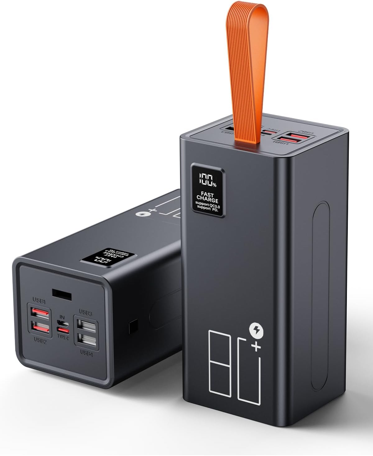 CARGADOR PORTÁTIL DE 80000 MAH DE ALTA CAPACIDAD, CARGA RÁPIDA DE 30 W PD USB C, 5 SALIDAS Y 2 ENTRADAS BANCO DE BATERÍA - 1