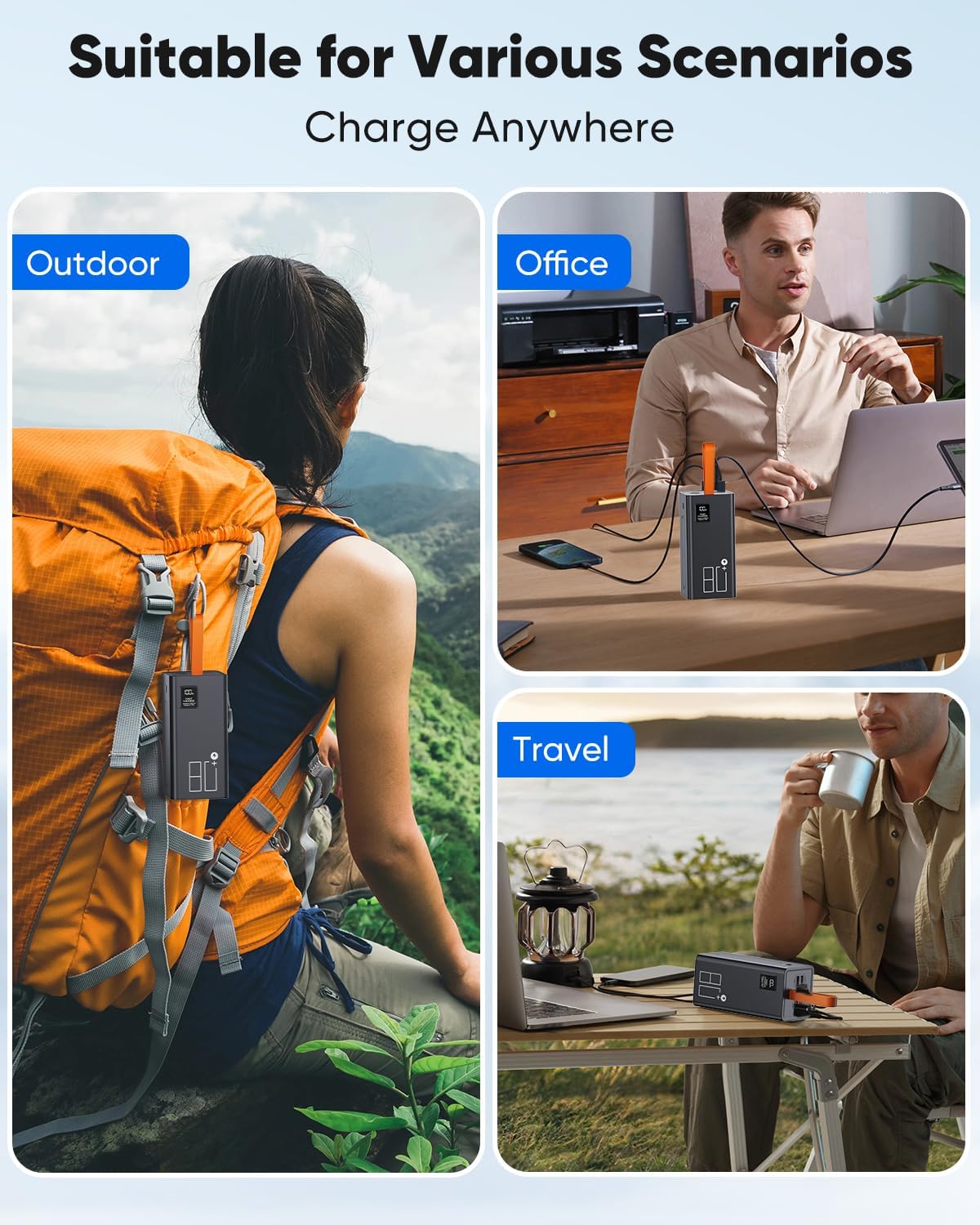 CARGADOR PORTÁTIL DE 80000 MAH DE ALTA CAPACIDAD, CARGA RÁPIDA DE 30 W PD USB C, 5 SALIDAS Y 2 ENTRADAS BANCO DE BATERÍA - 7