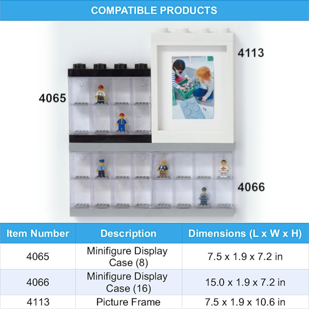 LEGO ROOM COPENHAGEN - VITRINA DE MINIFIGURAS TAMAÑO GRANDE, 3 UNIDADES, AZUL BRILLANTE - 1