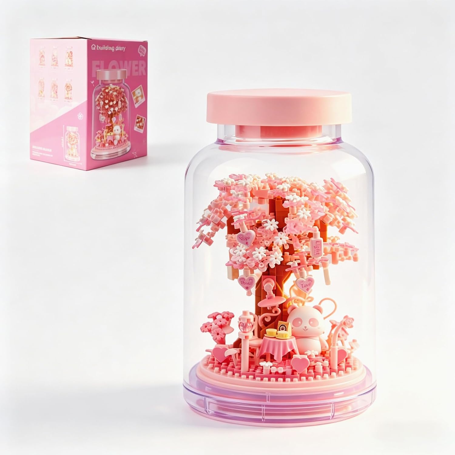 JUEGO DE BLOQUES DE CONSTRUCCIÓN DE ÁRBOL DE CEREZO DE PANDA, KIT DE MODELO DE MICRO LADRILLOS PARA ADULTOS Y ADOLESCENTES, - 1
