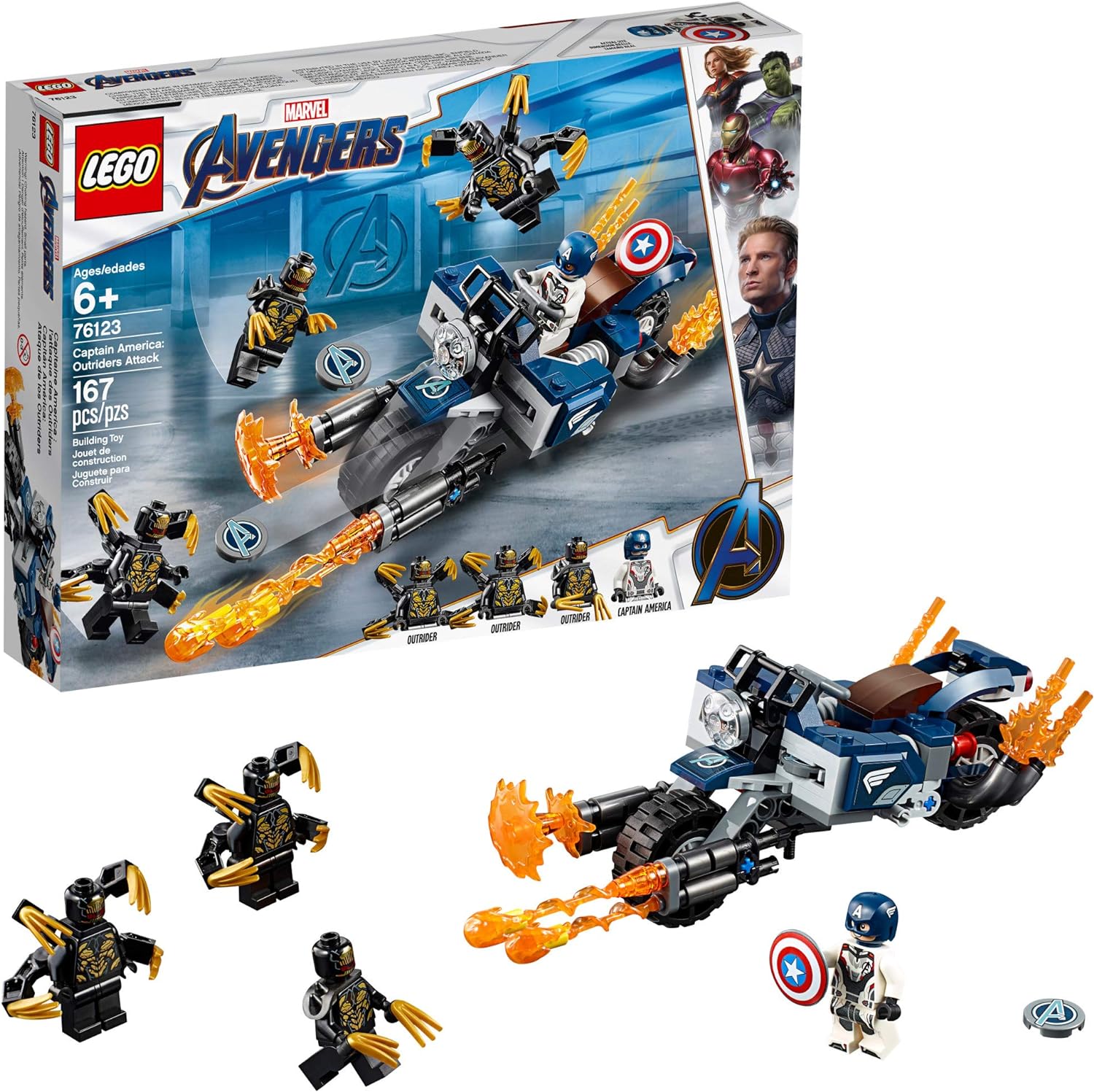 LEGO MARVEL AVENGERS CAPITÁN AMÉRICA: OUTRIDERS ATTACK 76123 KIT DE CONSTRUCCIÓN 167 PIEZAS - 1