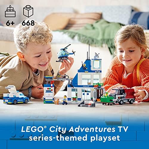 LEGO ESTACIÓN DE POLICÍA DE LA CIUDAD CON FURGONETA, CAMIÓN DE BASURA Y JUGUETE DE HELICÓPTERO 60316, REGALOS PARA NIÑOS - 7