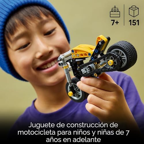 LEGO TECHNIC - JUGUETE DE MOTOCICLETA AMARILLO JUGUETE DE CONSTRUCCIÓN PARA NIÑOS Y NIÑAS, A PARTIR DE 7 AÑOS KIT DE MODELO - 7
