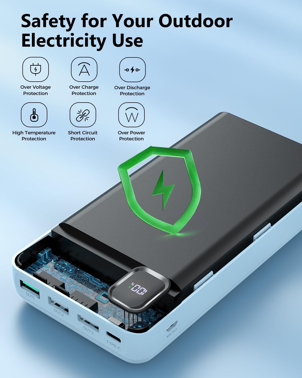 50000MAH 22.5W CARGADOR PORTÁTIL DE CARGA RÁPIDA DEL BANCO DEL PODER - 7