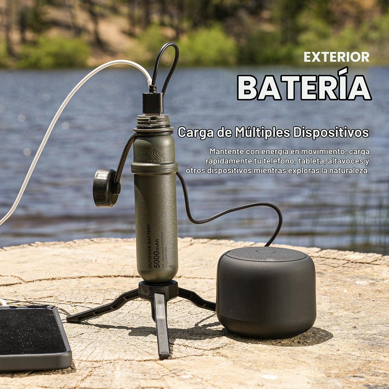 NESTOUT - BANCO DE ENERGÍA RESISTENTE, BATERÍA PARA EXTERIORES DE 5000 MAH, CARGA RÁPIDA USB C DE 15 W, IMPERMEABLE IP67, - 2